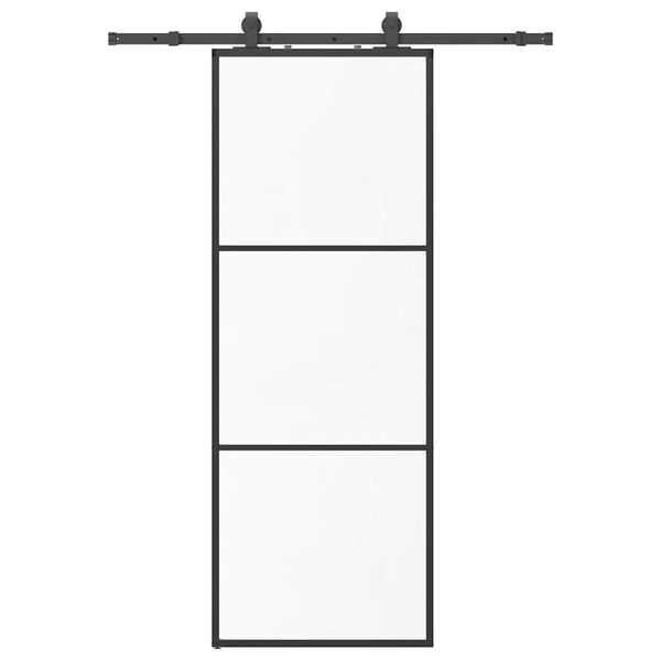vidaXL Schiebetür mit Beschlag Schwarz 76x205 cm ESG-Glas