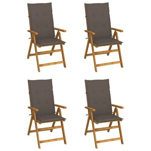 vidaXL Klappst&uuml;hle Verstellbar 4 Stk. mit Auflagen Massivholz Akazie