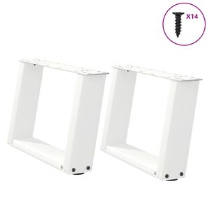 vidaXL Couchtischbeine U-Form 2 Stk. Wei&szlig; 40x(30-31) cm Stahl