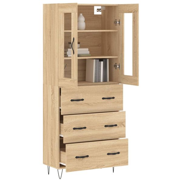 vidaXL Highboard Sonoma-Eiche 69,5x34x180 cm Holzwerkstoff