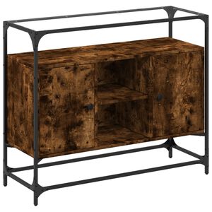 vidaXL Sideboard mit Glasplatte R&auml;uchereiche 98x35x81 cm Holzwerkstoff