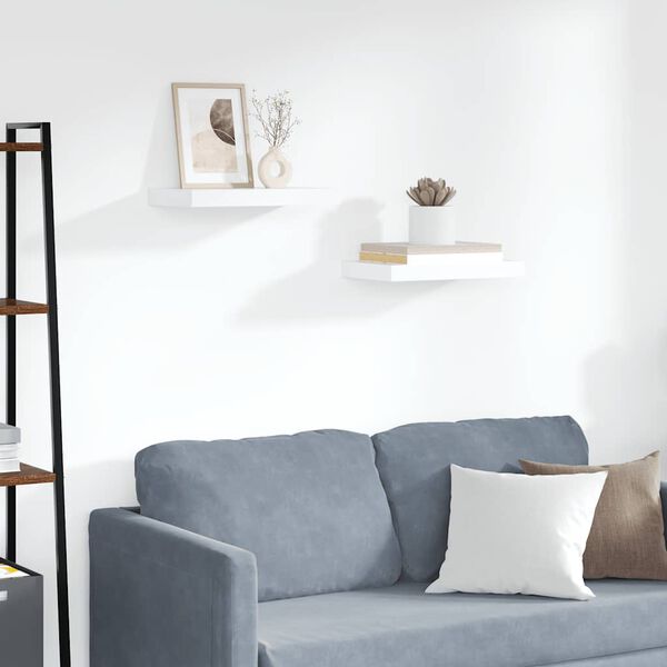 vidaXL Schweberegale 2 Stk. Wei&szlig; 40x23x3,8 cm MDF