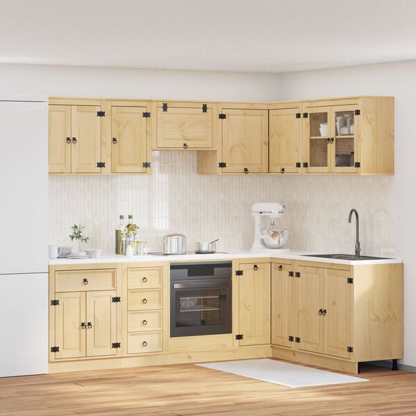 vidaXL Schrank mit Regal SKI 10 pcs Honigbraun Massives Kiefernholz