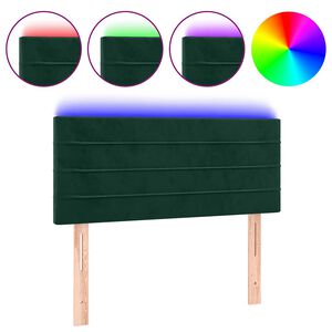 vidaXL LED Kopfteil Dunkelgr&uuml;n 100x5x78/88 cm Samt