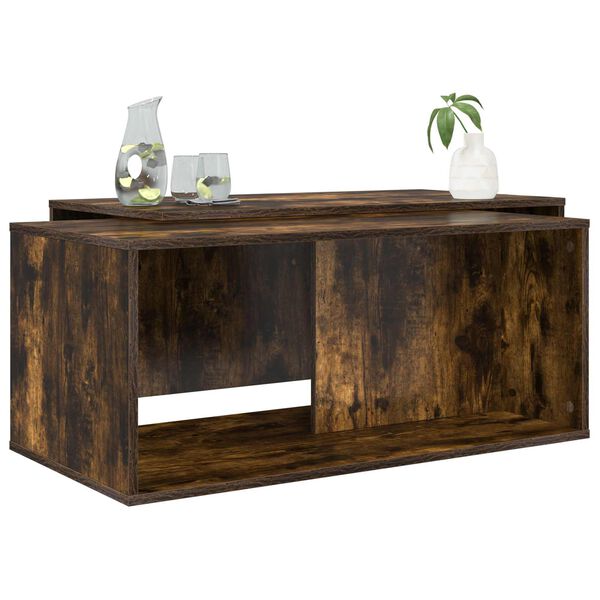 vidaXL Kaffeetisch Set 2 pcs Ger&auml;ucherte Eiche Holzwerkstoff