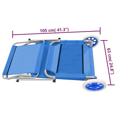 vidaXL Klappliege mit Sonnenschutz und Rädern Stahl Blau