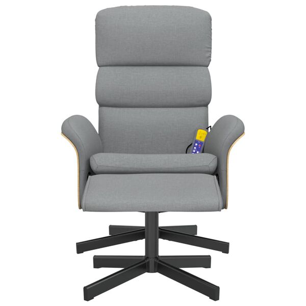 vidaXL Massagesessel mit Fu&szlig;hocker Hellgrau Stoff