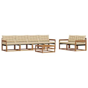 vidaXL Outdoor-Sofagarnitur mit Kissen 7 pcs Natur und Beige