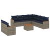 vidaXL 10-teiliges Gartensofa-Set mit Kissen, grau, Polyrattan