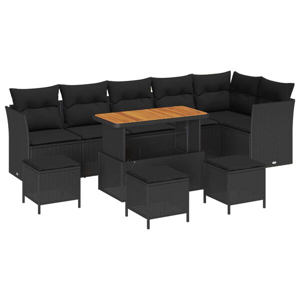 vidaXL Gartensofa-set 10 pcs Schwarz Poly-Rattan