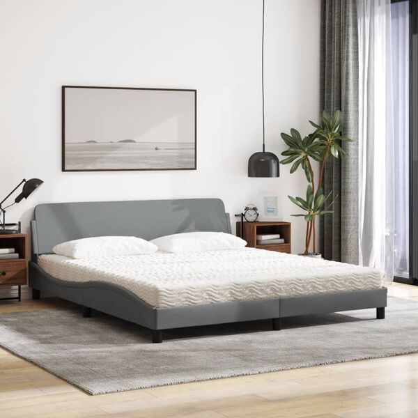 vidaXL Bett mit Matratze "Dover" Hellgrau 180x200 cm Stoff