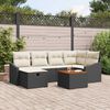 vidaXL Garten-Sofa-Set mit Kissen 7 pcs Schwarz Poly Rattan