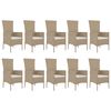 vidaXL 11-tlg. Garten-Essgruppe mit Kissen Beige Poly Rattan