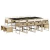 vidaXL 13-tlg. Garten-Essgruppe mit Kissen Beige Poly Rattan