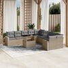 vidaXL 11-tlg. Garten-Sofagarnitur mit Kissen Beige Poly Rattan
