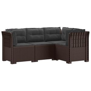 vidaXL 4-Sitzer Gartensofa mit Kissen Rattan-Look PP Braun