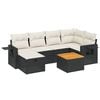 vidaXL 7-tlg. Garten-Sofagarnitur mit Kissen Schwarz Poly Rattan