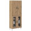 vidaXL Highboard 2 pcs Artisan-Eiche Ingenieurholz und Glas