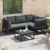 vidaXL Garten-Sofa-Set mit Kissen 4 pcs Schwarz Aluminium