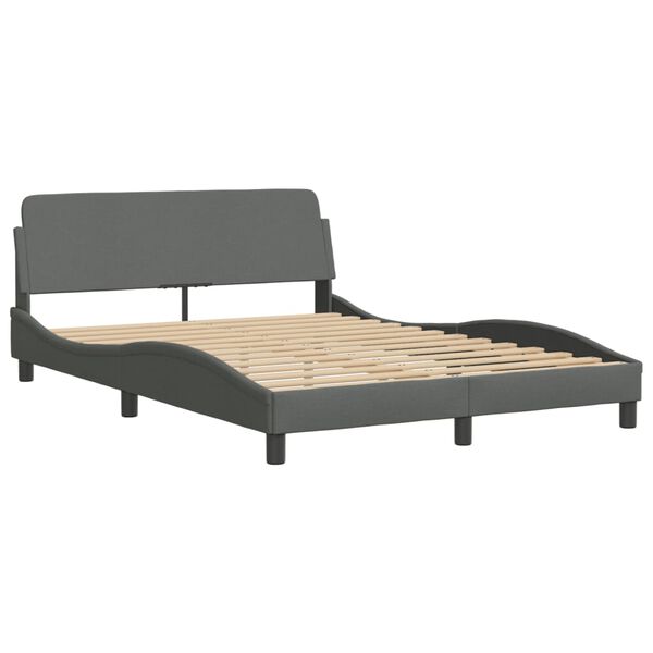vidaXL Bett mit Matratze "Hvar" Dunkelgrau 120x200 cm Stoff