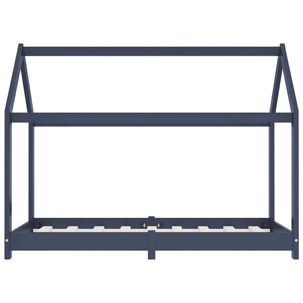 vidaXL Kinder-Bettgestell Grau Massivholz Kiefer 80 x 160 cm