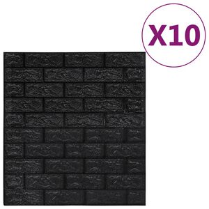 vidaXL 3D Tapete Ziegelstein Selbstklebend 10 Stk. Schwarz