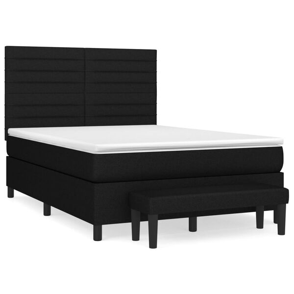 vidaXL Boxspringbett mit Matratze Schwarz 140x200 cm Stoff