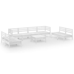 vidaXL 9-tlg. Garten-Lounge-Set Wei&szlig; Massivholz Kiefer