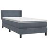 vidaXL Boxspringbett mit Matratze Dunkelgrau 80x220 cm Samt