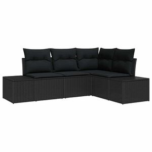 vidaXL Gartensofa-set mit Speicher 4 pcs Schwarz Poly-Rattan