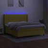 vidaXL Boxspringbett mit Matratze & LED Gr&uuml;n 180x200 cm Stoff