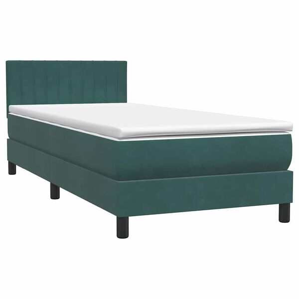 vidaXL Boxspringbett mit Matratze Dunkelgr&uuml;n 80x210 cm Samt
