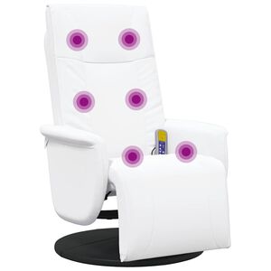 vidaXL Massagesessel mit Fu&szlig;teil Wei&szlig; Kunstleder