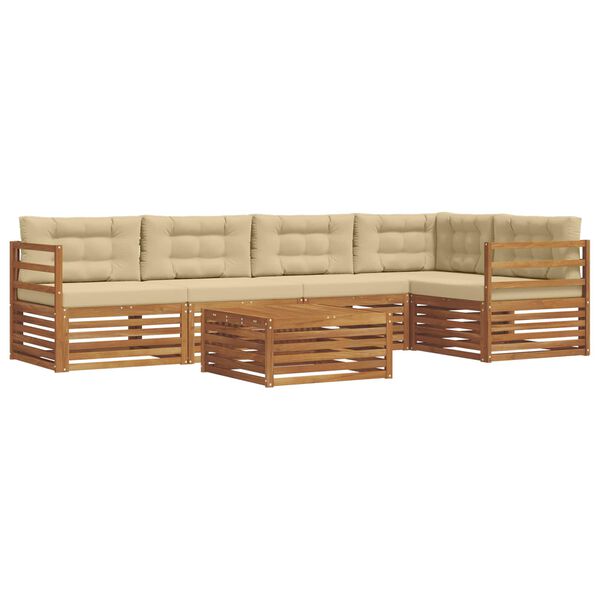 vidaXL Outdoor-Sofagarnitur mit Kissen 6 pcs Natur und Beige