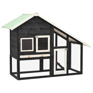 vidaXL Kaninchenstall Grau und Wei&szlig; 140x63x120 cm Tanne Massivholz
