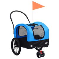 vidaXL 2-in-1 Fahrradanhänger für Hunde und Buggy Blau und Schwarz