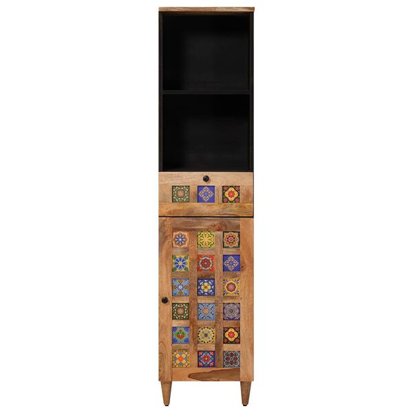 vidaXL Badezimmerschrank Natur 38 x 33 x 160 cm Massivholz Mango