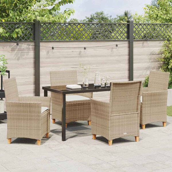 vidaXL Garten Essgruppe 5 pcs Beige Poly-Rattan