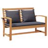 vidaXL Gartenbank- und Tischset mit Polster 2 St&uuml;ck Massivholz Teak