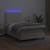vidaXL Boxspringbett mit Matratze & LED Creme 120x200 cm Kunstleder