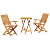 vidaXL Klapp Bistro Set 3 stk. Braun Massivholz Akazie