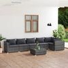 vidaXL 7-tlg. Garten-Lounge-Set mit Kissen Poly Rattan Grau