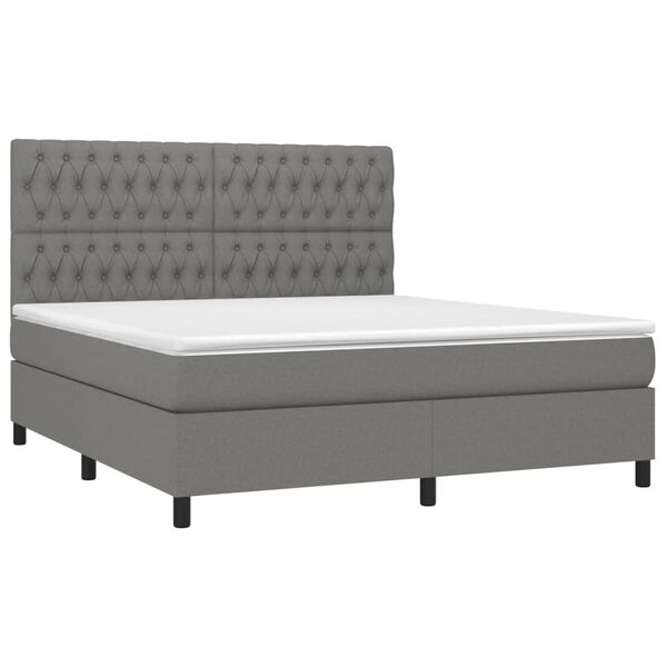 vidaXL Boxspringbett mit Matratze Dunkelgrau 180x200 cm Stoff