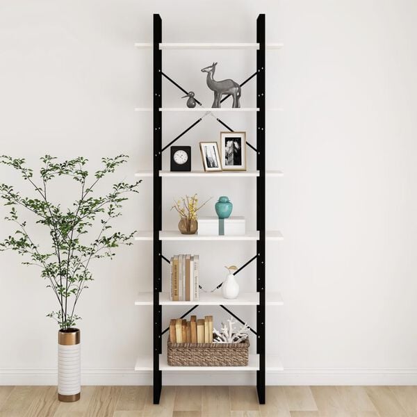 vidaXL Standregal Hoch Weiß 80x30x210 cm Massivholz Kiefer