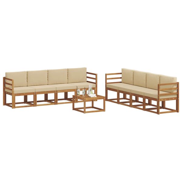 vidaXL Outdoor-Sofagarnitur 9 pcs Natur und Beige Massivholz Akazie