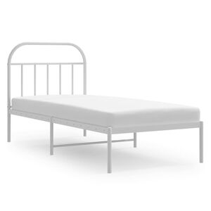 vidaXL Bettgestell mit Kopfteil Metall Wei&szlig; 90x190 cm
