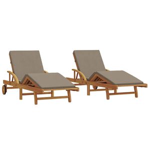 vidaXL Sonnenliege 2 stk. Massivholz Akazie Taupe