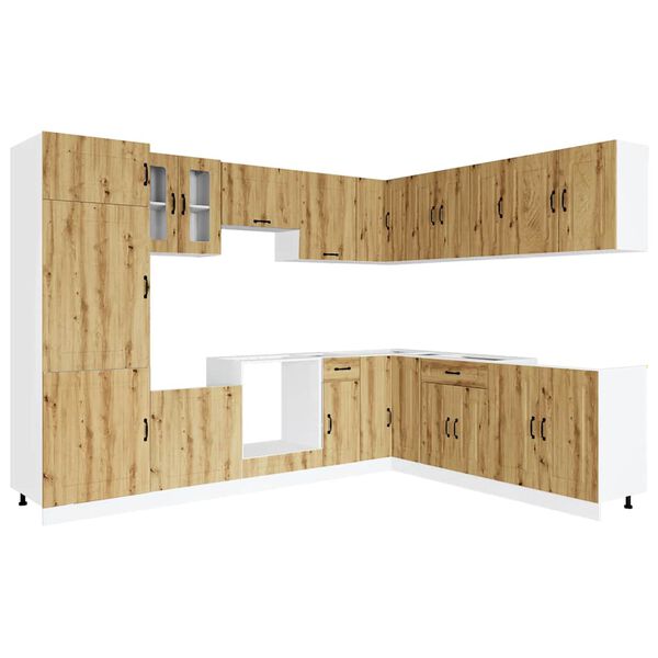 vidaXL 14-tlg. K&uuml;chenschrank-Set Kalmar Artisan-Eiche Holzwerkstoff