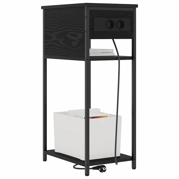 vidaXL Nachttisch Schwarz Eichen-Optik 41 x 28 x 76 cm Holzwerkstoff