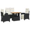 vidaXL 4-tlg. Garten-Essgruppe mit Kissen Schwarz Poly Rattan